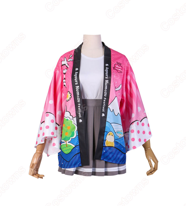 スクフェス Aqours 羽織 輝け!Aqoursぬまづフェスティバル in よみうりランド コスプレ衣装 『ラブライブ! スクールアイドルフェスティバル』 高海千歌 桜内梨子 松浦果南 黒澤ダイヤ 渡辺曜 津島善子 国木田花丸 小原鞠莉 黒澤ルビィ cosplay 仮装 変装-5