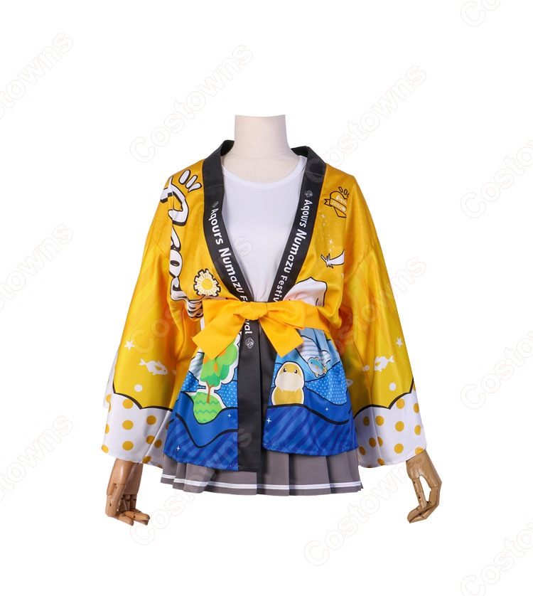 スクフェス Aqours 羽織 輝け!Aqoursぬまづフェスティバル in よみうりランド コスプレ衣装 『ラブライブ! スクールアイドルフェスティバル』 高海千歌 桜内梨子 松浦果南 黒澤ダイヤ 渡辺曜 津島善子 国木田花丸 小原鞠莉 黒澤ルビィ cosplay 仮装 変装-10