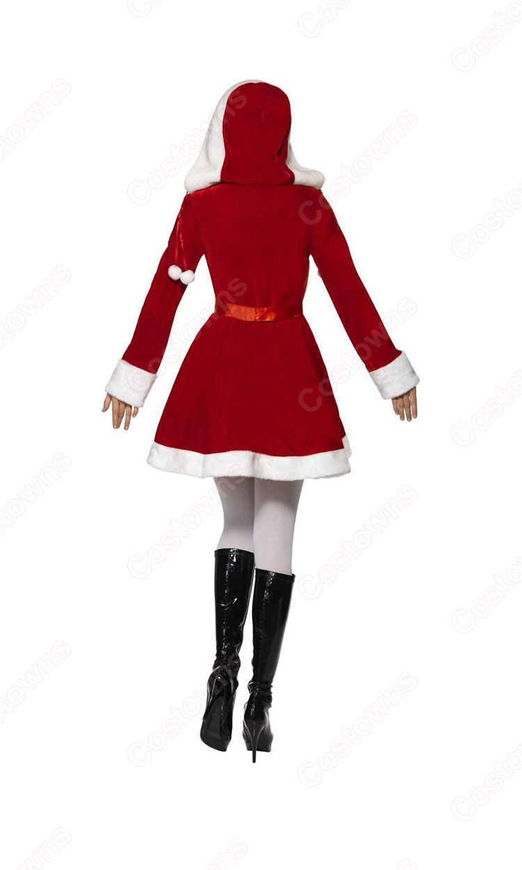 サンタ ワンピース コスプレ クリスマス コス レディース 超かわいい サンタ衣装 キャラクター衣装 赤 サンタ コスチューム サンタ 長袖 帽子付け ワンピース 仮装-3