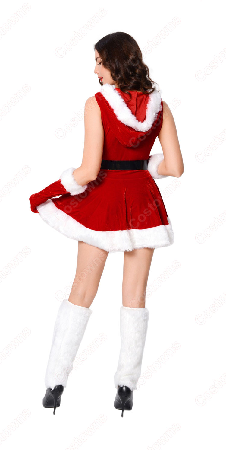 サンタ ワンピース コスプレ サンタクロース 仮装 セクシー v襟 コスチューム ノースリーブ ワンピース 帽子付き フリーサイズ クリスマス 仮装 セクシー 可愛い レディース コスプレ衣装 クリスマス コスプレ 大人用 コスチューム セット-5