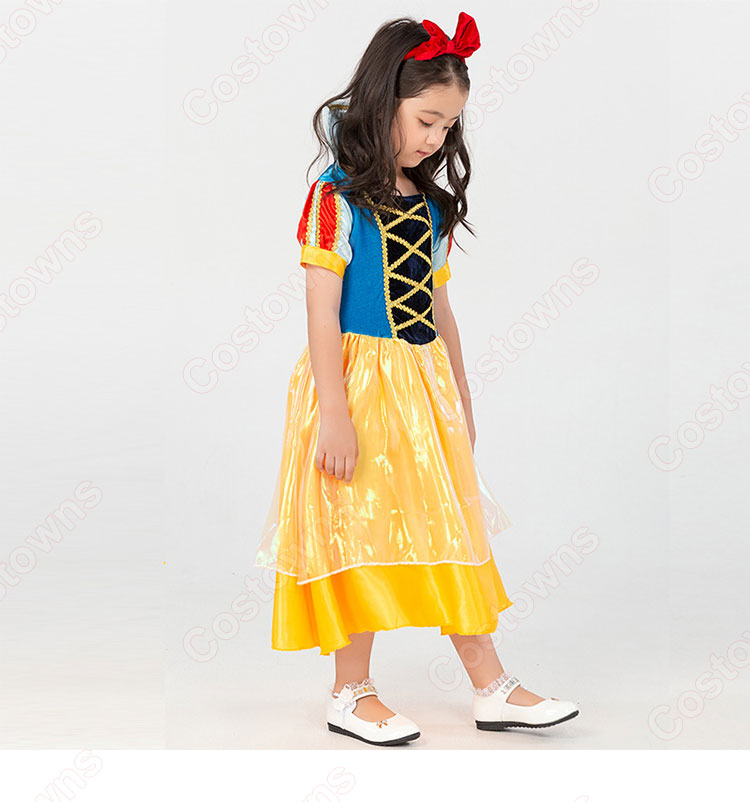 白雪姫 コスチューム 子供 プリンセスドレス しらゆきひめ ワンピース お姫様 可愛い コスプレ衣装 ハロウィン 人気な 仮装 クリスマス 演出イベント お姫様 髪飾り付き-6