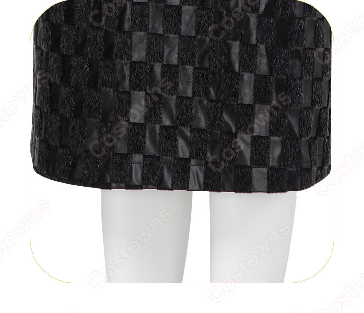 2021映画 クルエラ コスプレ衣装 ディズニー 101匹わんちゃん 悪役クルエラ・ド・ヴィル cosplay 仮装 変装 3点セット(黒コート、スカート、手袋)-13