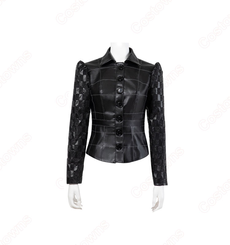 2021映画 クルエラ コスプレ衣装 ディズニー 101匹わんちゃん 悪役クルエラ・ド・ヴィル cosplay 仮装 変装 3点セット(黒コート、スカート、手袋)-4