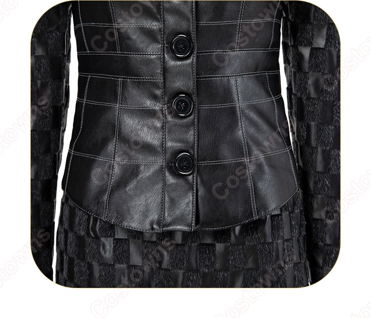 2021映画 クルエラ コスプレ衣装 ディズニー 101匹わんちゃん 悪役クルエラ・ド・ヴィル cosplay 仮装 変装 3点セット(黒コート、スカート、手袋)-10