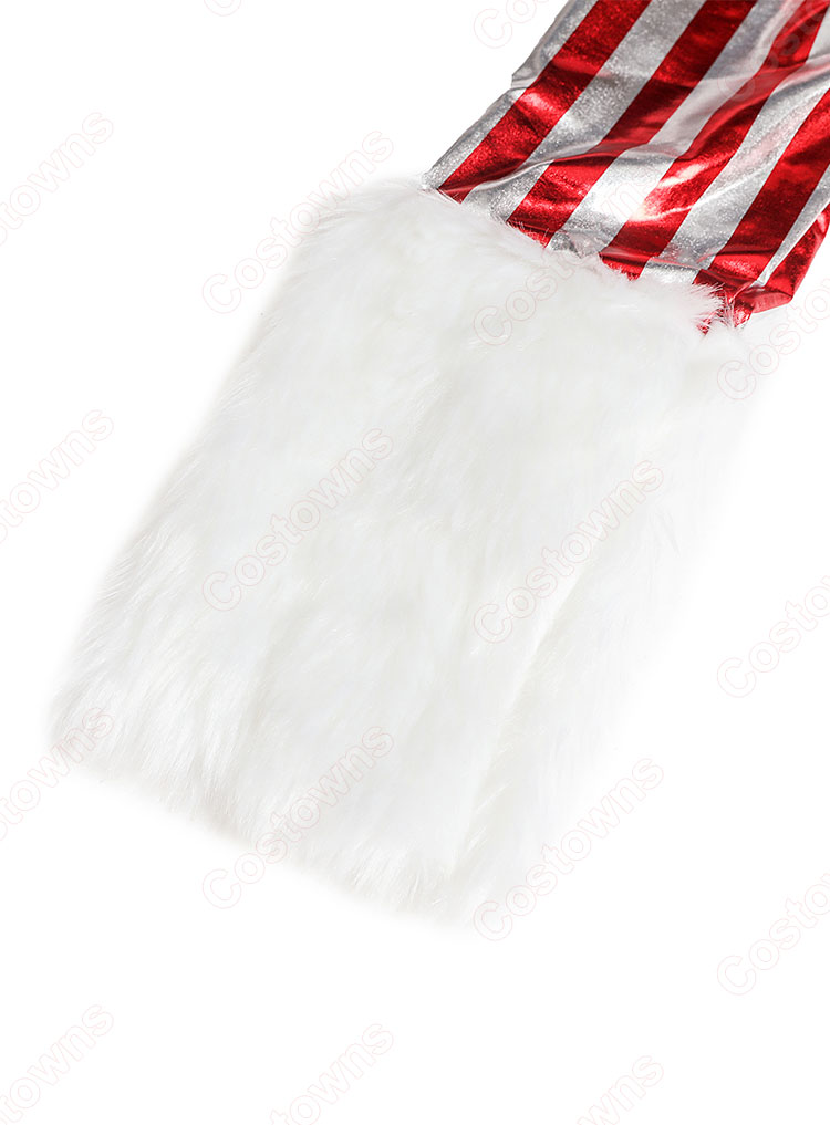 クリスマス コスチューム サンタ コスプレ レディース セクシー パーティーコス シンプル 可愛い 縞 ワンピース サンタクロース 防寒 衣装 長袖 フード付き ワンピース-7
