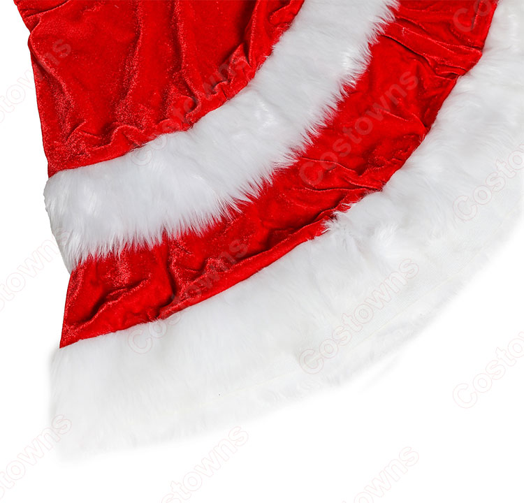 クリスマス コスチューム 2段フリルワンピース サンタ コスプレ レディース セクシー パーティー コス ベアトップ ワンピース サンタクロース 衣装 ケープ付き 帽子 ワンピース 3点 セット-8