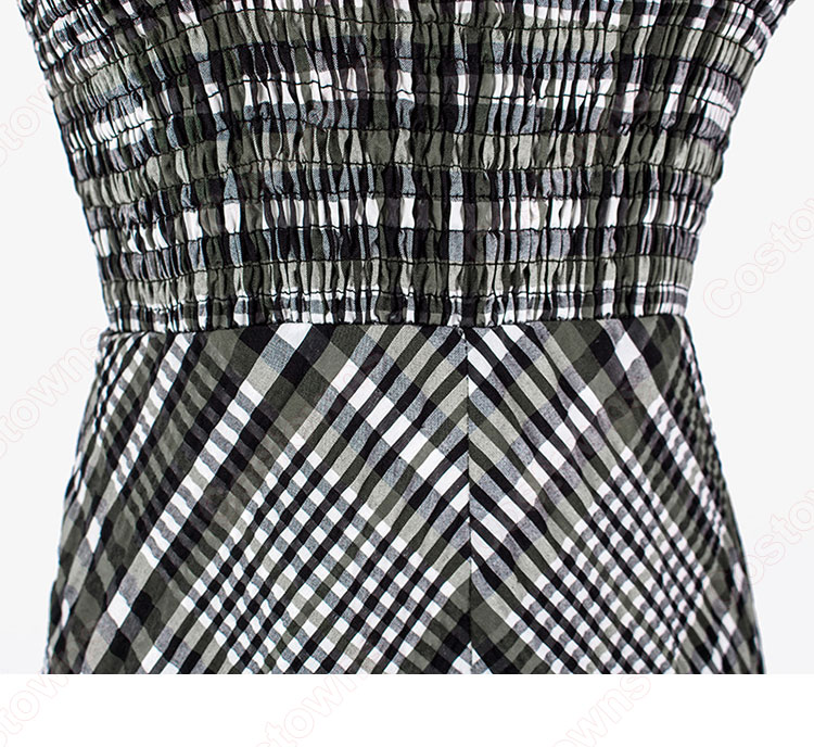 BLACKPINK ジェニー 着用 チェック ノースリーブ ワンピース 韓国 アイドル 衣装 コスプレ衣装-9