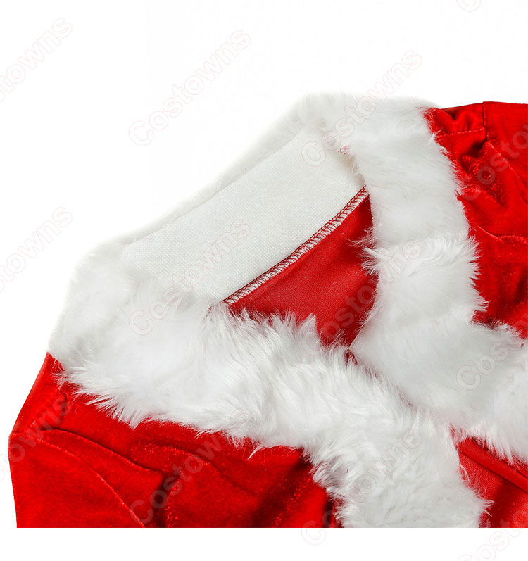 クリスマス コスチューム 2段フリルワンピース サンタ コスプレ レディース セクシー パーティー コス ベアトップ ワンピース サンタクロース 衣装 ケープ付き 帽子 ワンピース 3点 セット-5