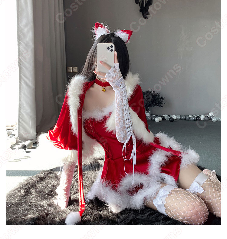 クリスマス コスプレ衣装 バニーガール コスチューム レディース セクシー メイド服 クリスマス テーマパーティー衣装 大人用-6