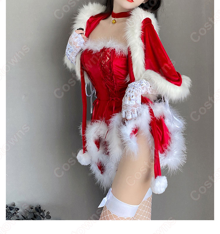 クリスマス コスプレ衣装 バニーガール コスチューム レディース セクシー メイド服 クリスマス テーマパーティー衣装 大人用-5