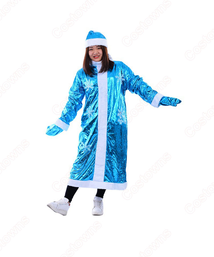 クリスマス コスプレ衣装 レディース 青 雪ポイント柄 クリスマス 衣装 クリスマス テーマパーティー衣装-3