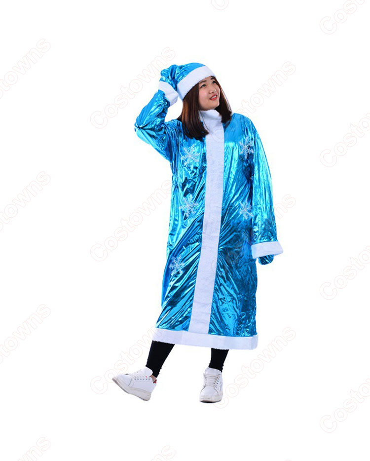 クリスマス コスプレ衣装 レディース 青 雪ポイント柄 クリスマス 衣装 クリスマス テーマパーティー衣装-2