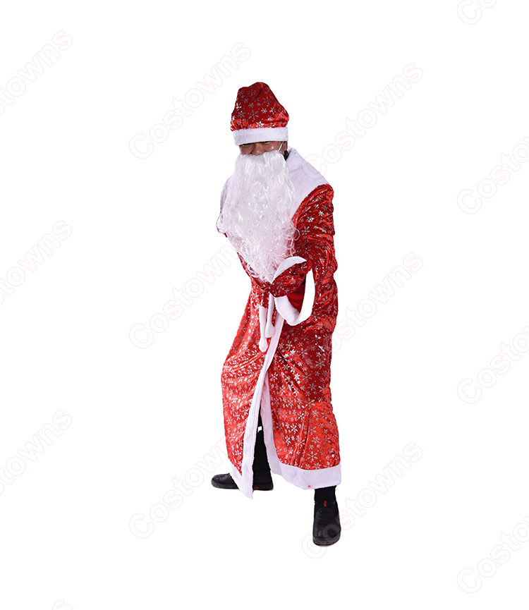 サンタクロース コスプレ衣装 赤 雪ポイント柄 クリスマス 衣装 クリスマス テーマパーティー衣装 大人 男性用 仮装-2