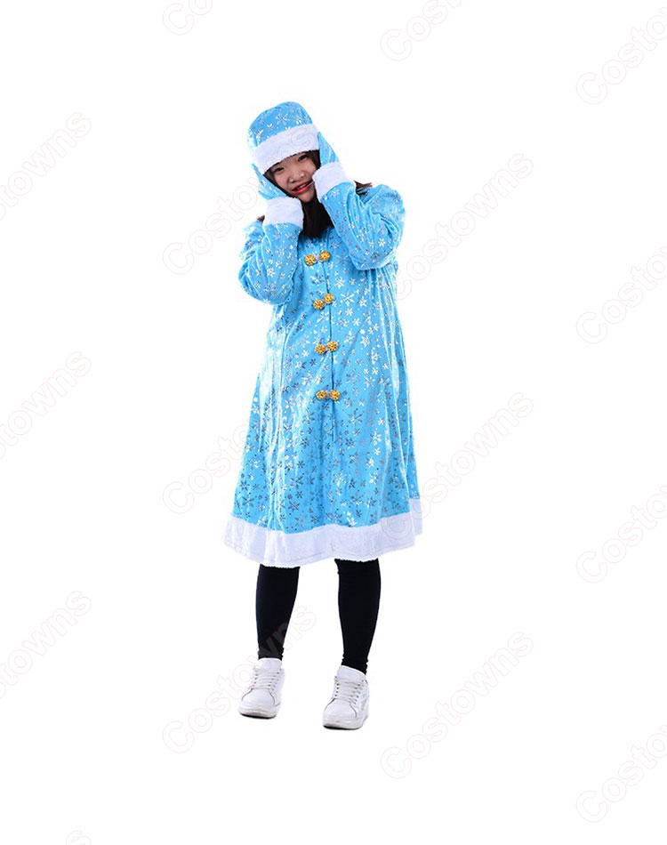 クリスマス コスプレ衣装 レディース 青 雪ポイント柄 クリスマス 衣装 クリスマス テーマパーティー衣装-4