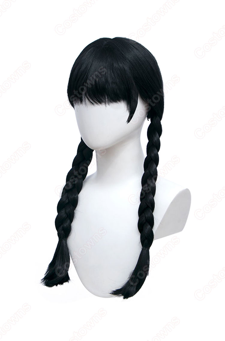 アダムス・ファミリー ウェンズデー・アダムス コスプレウィッグ-4