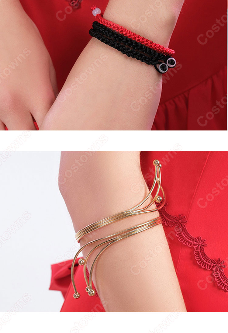 ファイナルファンタジーVII エアリス・ゲインズブール コスプレ衣装 赤 ドレス-6