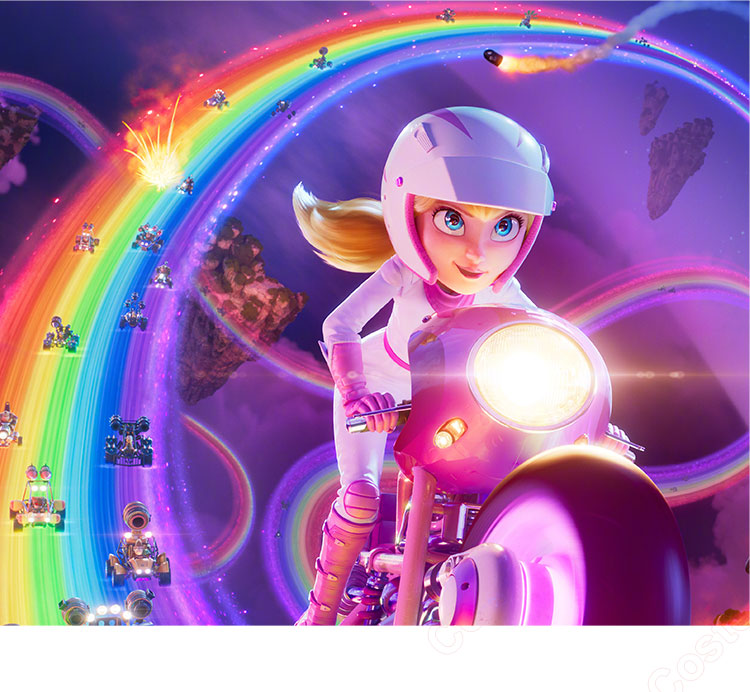 ピーチ姫 ライダー スーツ コスプレ衣装 2023 映画 『ザ・スーパーマリオブラザーズ・ムービー』 cosplay 仮装 変装 子供サイズ-1