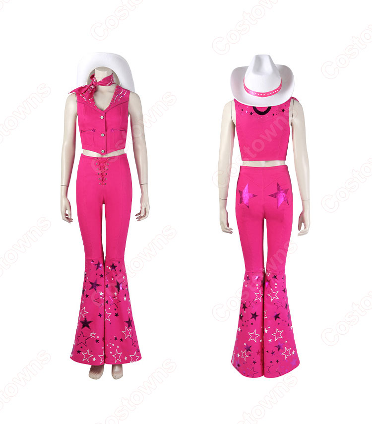 実写化映画 バービー マーゴット・ロビー コスプレ衣装 ピンク カウボーイスタイル-2