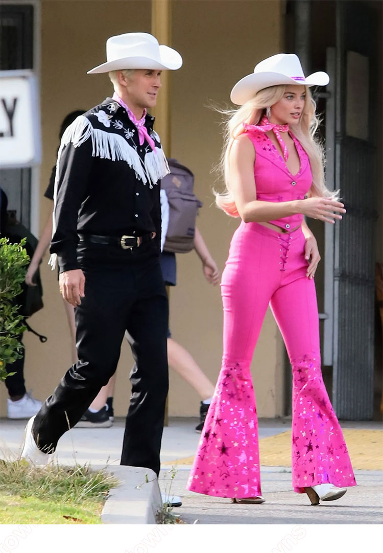 実写化映画 バービー マーゴット・ロビー コスプレ衣装 ピンク カウボーイスタイル-1