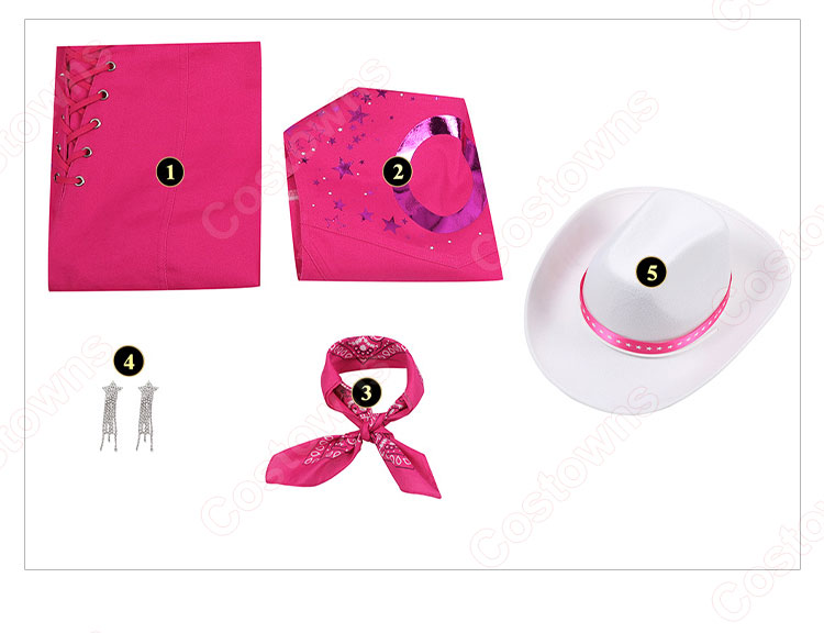 実写化映画 バービー マーゴット・ロビー コスプレ衣装 ピンク カウボーイスタイル-14