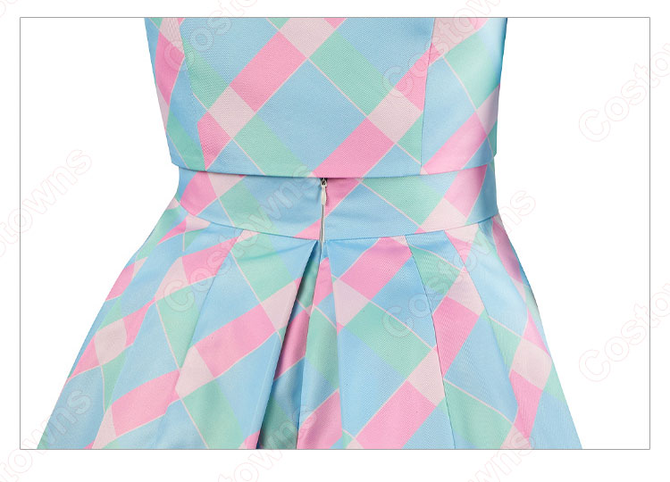 実写化映画 バービー コスプレ衣装 ブルーチェックドレス-9