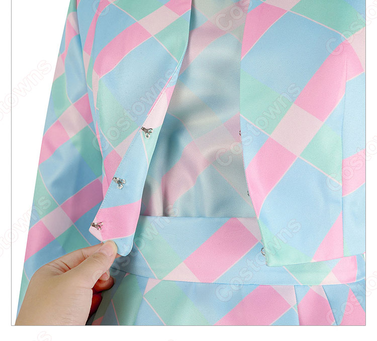 実写化映画 バービー コスプレ衣装 ブルーチェックドレス-7