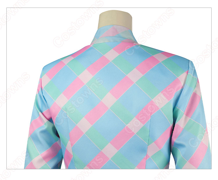 実写化映画 バービー コスプレ衣装 ブルーチェックドレス-8