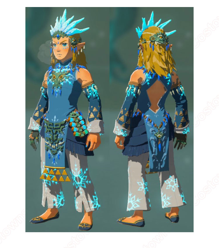 ゼルダの伝説 ティアーズ オブ ザ キングダム リンク 吹雪装 コスプレ衣装-1