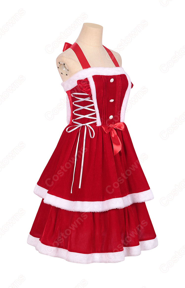 2023 クリスマス ワンピース 大人 サンタコスプレ テーマパーティー衣装 マント ワンピース コスチューム 仮装 演出服-4