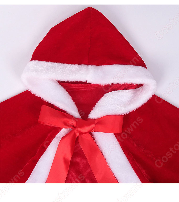 2023 クリスマス ワンピース 大人 サンタコスプレ テーマパーティー衣装 マント ワンピース コスチューム 仮装 演出服-6