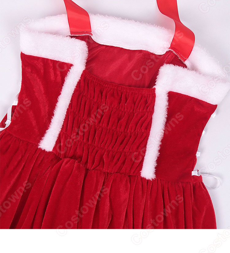2023 クリスマス ワンピース 大人 サンタコスプレ テーマパーティー衣装 マント ワンピース コスチューム 仮装 演出服-11