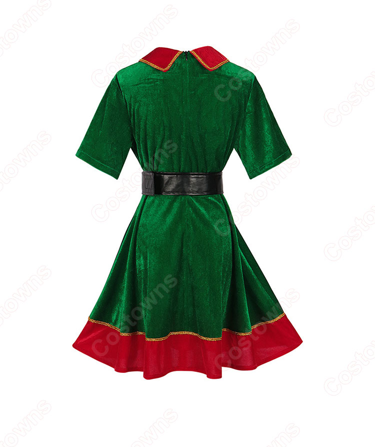 2023 クリスマス 緑 ワンピース テーマパーティー衣装 コスチューム 演出服 シャツ襟 膝丈 ワンピース サイズ S~XXL-3