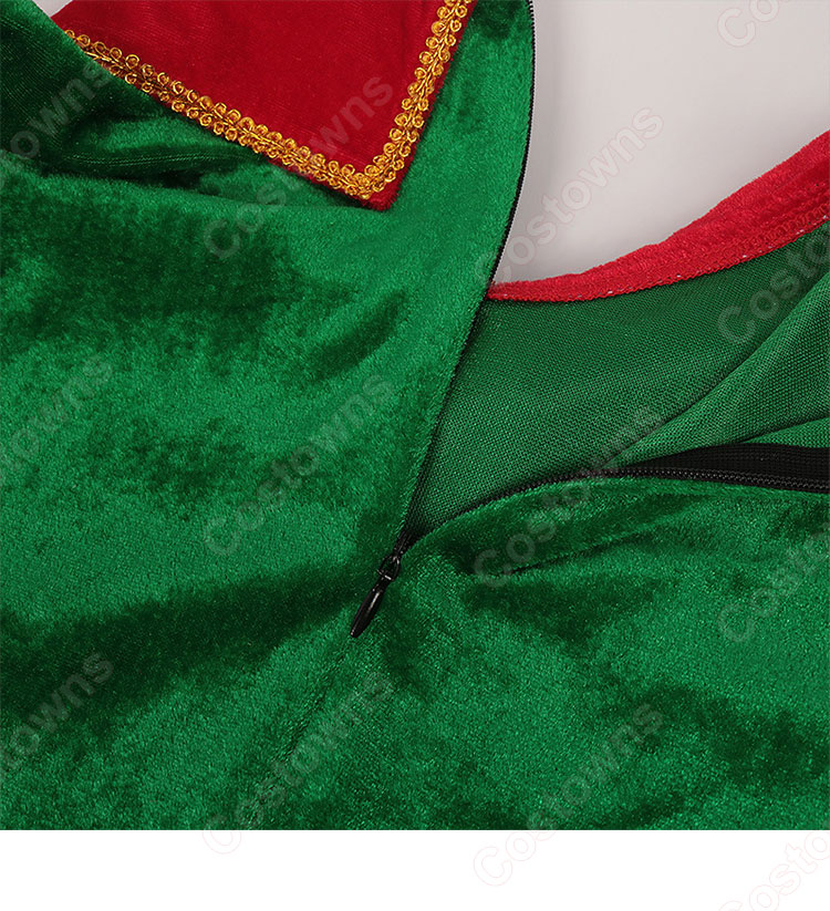 2023 クリスマス 緑 ワンピース テーマパーティー衣装 コスチューム 演出服 シャツ襟 膝丈 ワンピース サイズ S~XXL-8