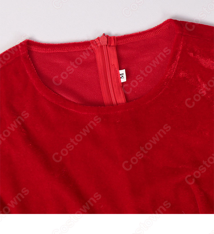 2023 クリスマス ワンピース クリスマスドレス 長袖 マント 仮装 サンタコスプレ 4点セット(マント、ワンピース、ベルト、帽子)-7