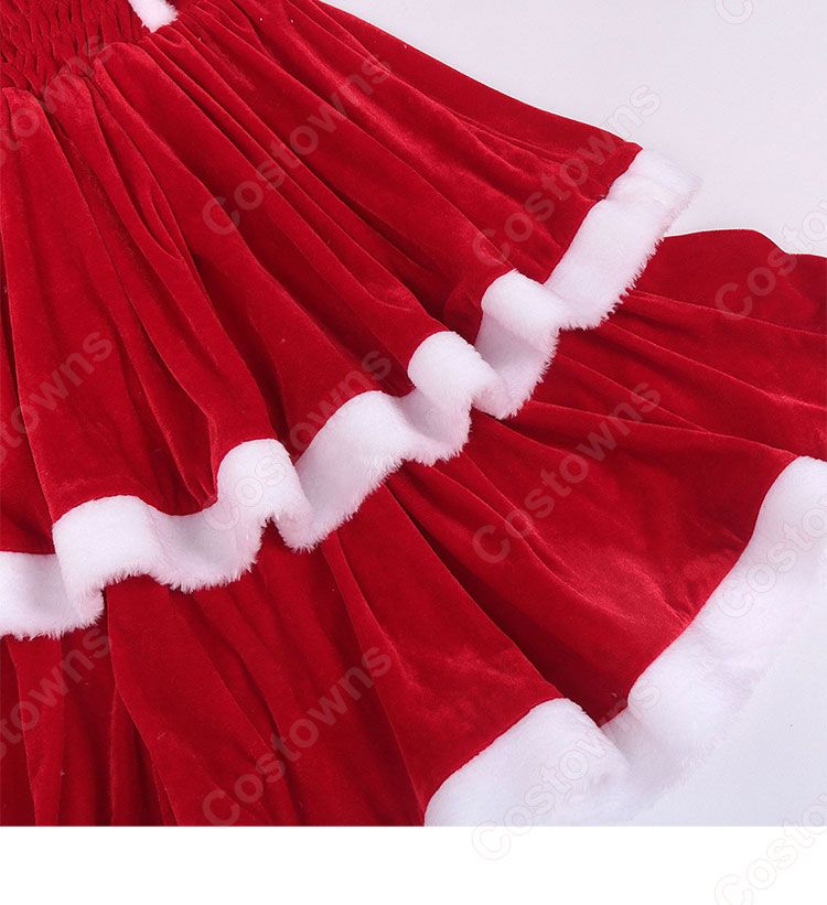 2023 クリスマス ワンピース 大人 サンタコスプレ テーマパーティー衣装 マント ワンピース コスチューム 仮装 演出服-12