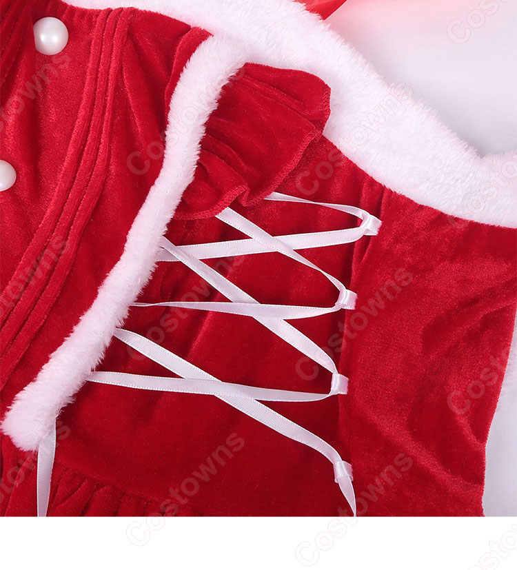 2023 クリスマス ワンピース 大人 サンタコスプレ テーマパーティー衣装 マント ワンピース コスチューム 仮装 演出服-10