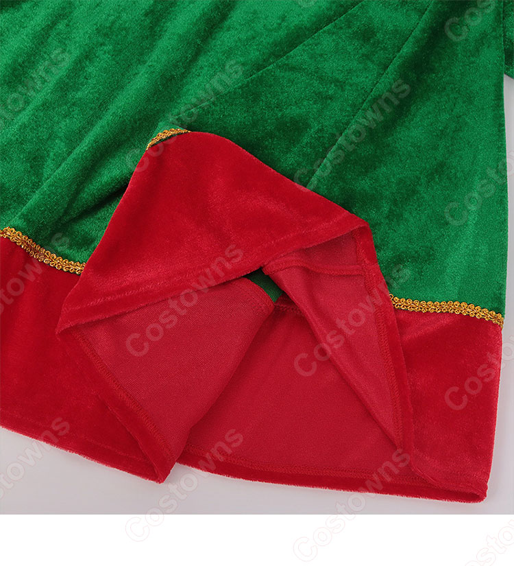 2023 クリスマス 緑 ワンピース テーマパーティー衣装 コスチューム 演出服 シャツ襟 膝丈 ワンピース サイズ S~XXL-7