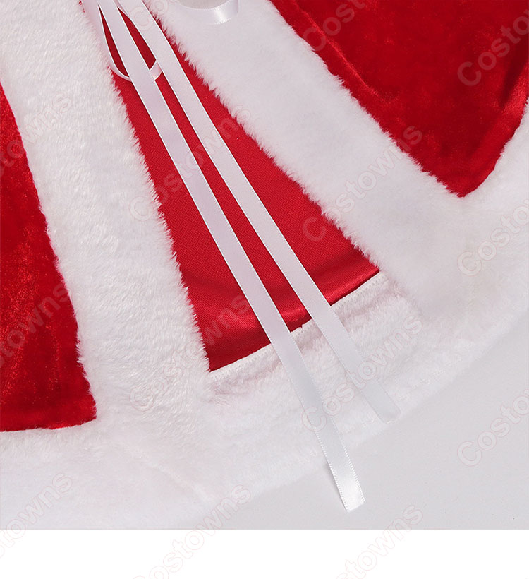 2023 クリスマス ワンピース クリスマスドレス 長袖 マント 仮装 サンタコスプレ 4点セット(マント、ワンピース、ベルト、帽子)-6