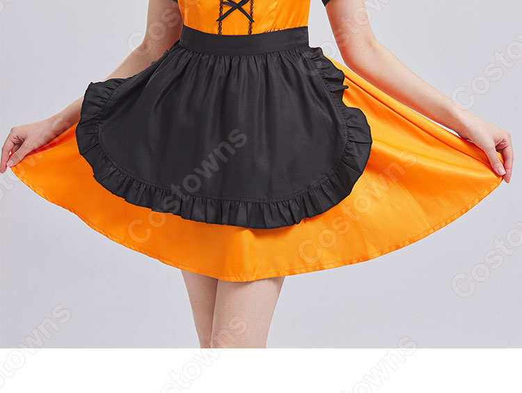 ハロウィン衣装 メイド服 コスプレ 衣装 レディース 大人用 女性用 変装 仮装 4点セット(カチューシャ、つけ襟、ワンピース、エプロン)-9