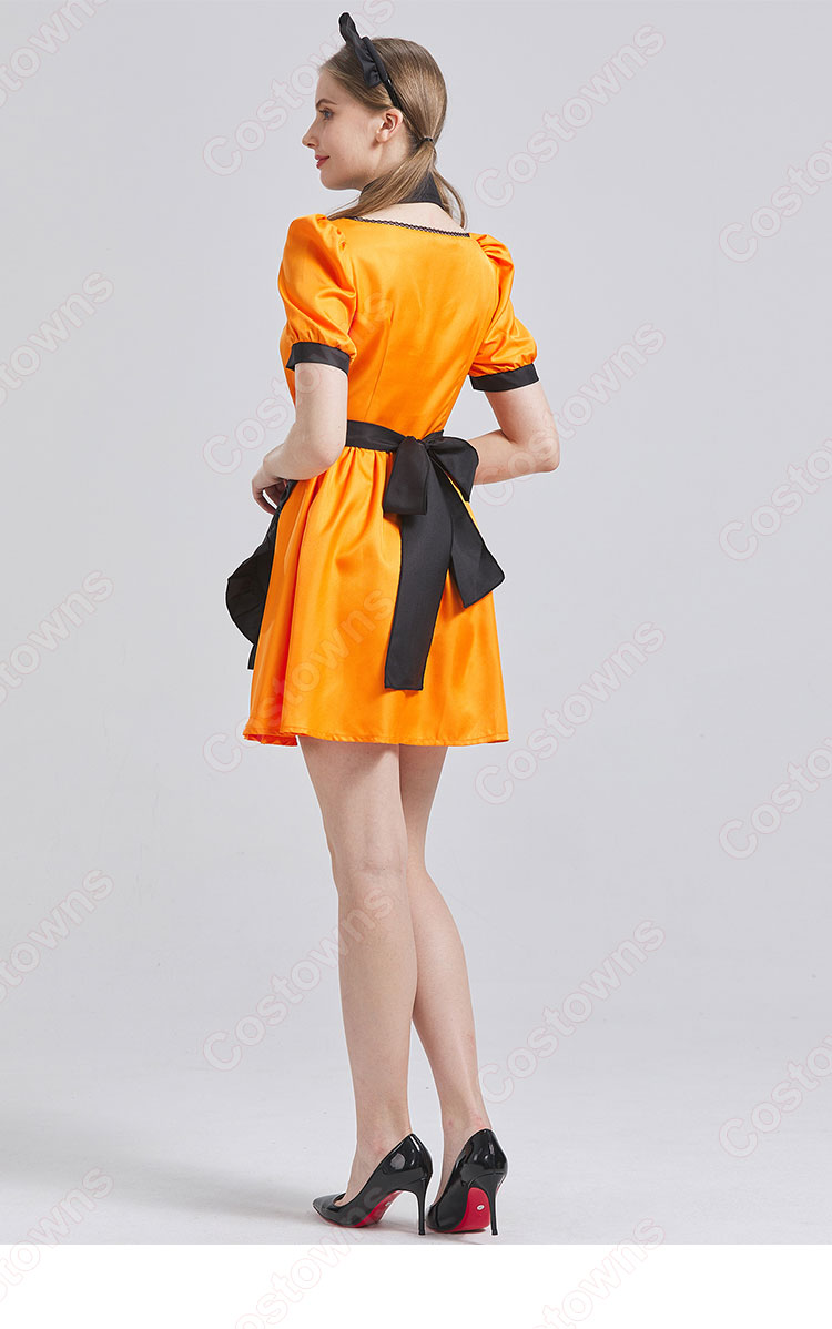 ハロウィン衣装 メイド服 コスプレ 衣装 レディース 大人用 女性用 変装 仮装 4点セット(カチューシャ、つけ襟、ワンピース、エプロン)-7