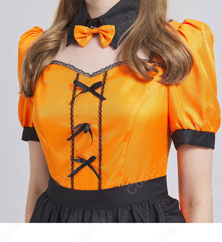 ハロウィン衣装 メイド服 コスプレ 衣装 レディース 大人用 女性用 変装 仮装 4点セット(カチューシャ、つけ襟、ワンピース、エプロン)-8
