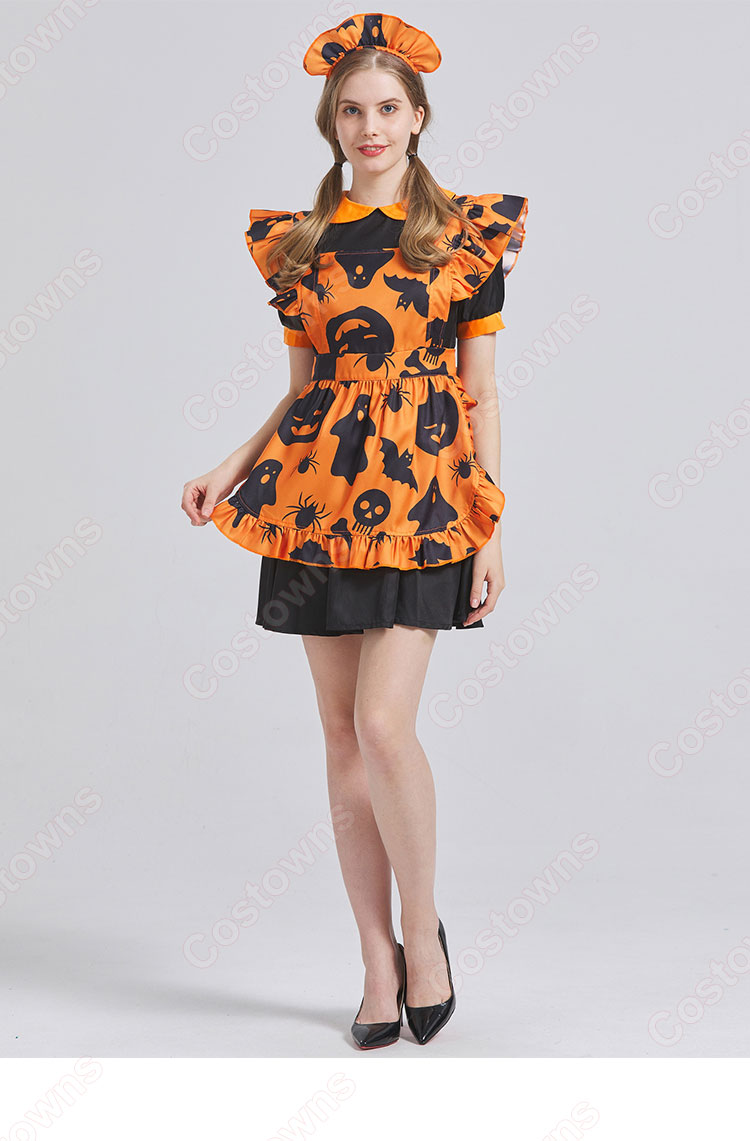ハロウィン衣装 メイド服 カボチャ スカート コスプレ 衣装 レディース 大人用 女性用 変装 仮装-4