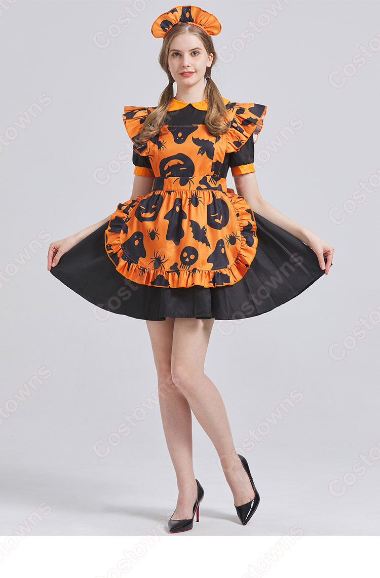 ハロウィン衣装 メイド服 カボチャ スカート コスプレ 衣装 レディース 大人用 女性用 変装 仮装-5