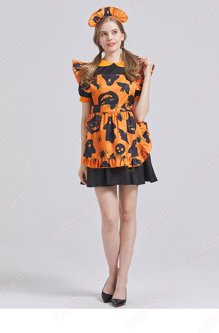 ハロウィン衣装 メイド服 カボチャ スカート コスプレ 衣装 レディース 大人用 女性用 変装 仮装-2