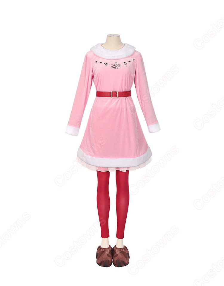 2023 クリスマス衣装 ピンク 長袖 ワンピース テーマパーティー衣装 演出服 サイズ S~XXL-1