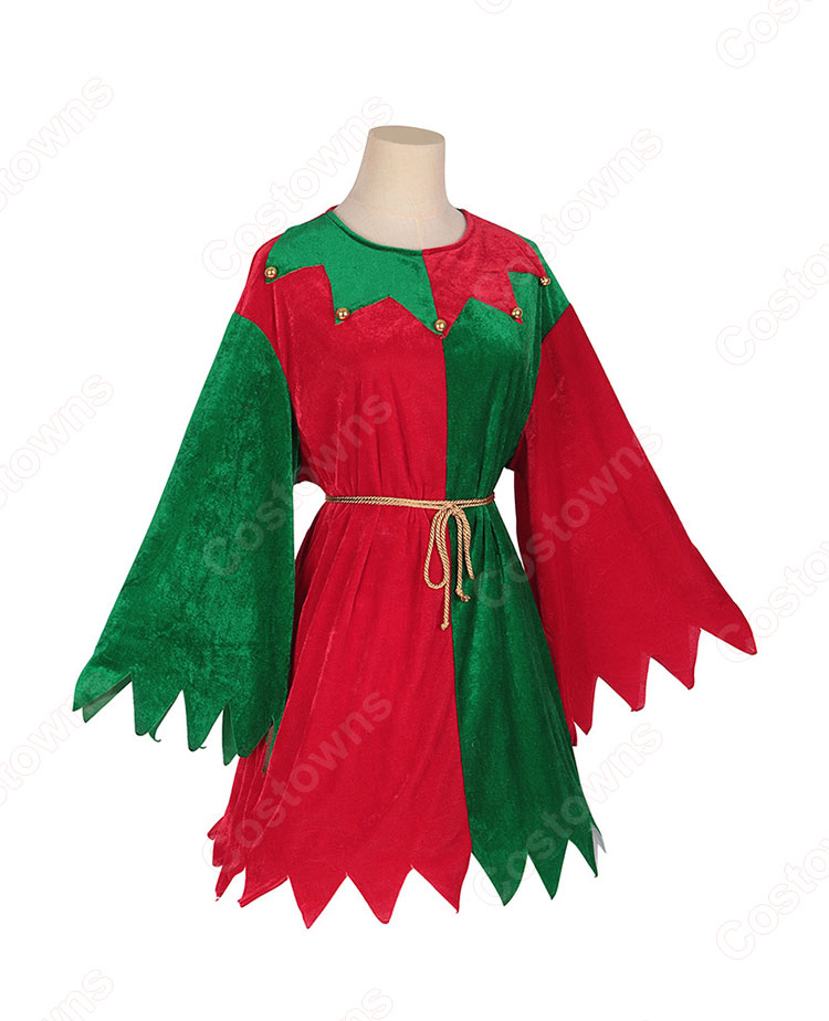 2023 クリスマス衣装 ワンピース テーマパーティー衣装 サンタコスプレ 3点セット(帽子、紐飾り、ワンピース)-2