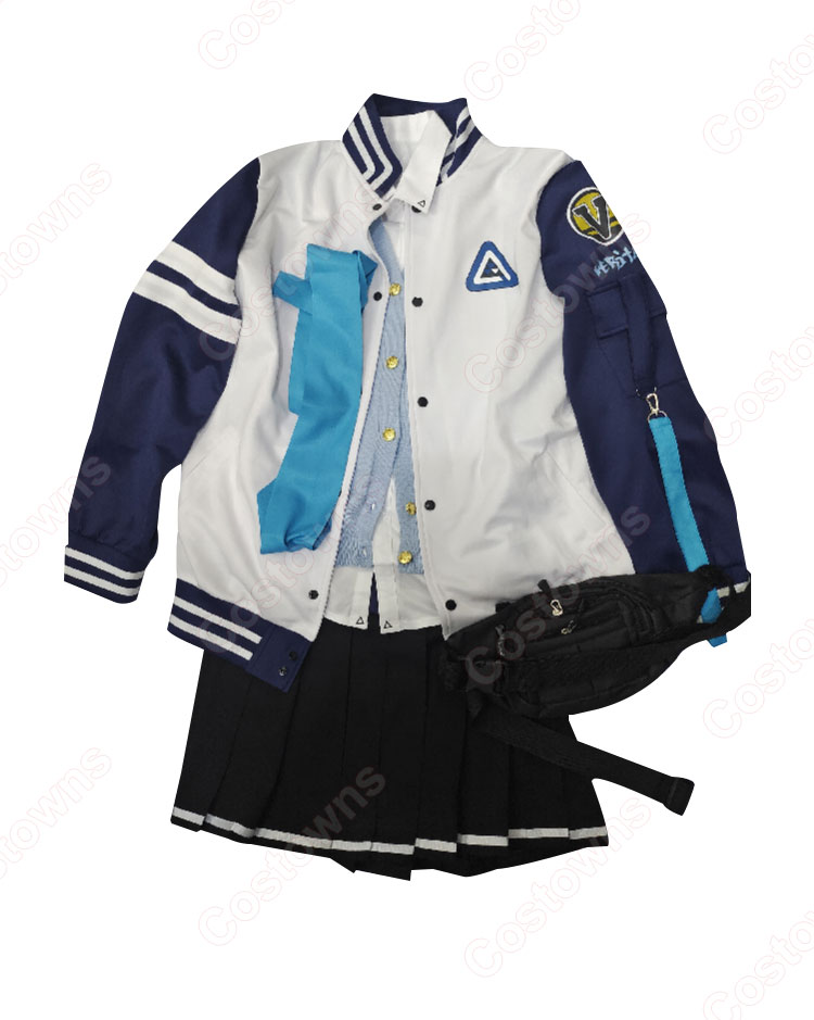 ブルーアーカイブ 各務チヒロ コスプレ衣装 7点セット(コート、カーディガ、インナー、スカート、ネクタイ、靴下、ウエストポーチ)-4