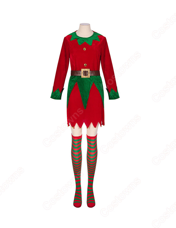 2023 クリスマス衣装 コスプレ 大人用 テーマパーティー衣装 赤 緑 エルフ パフォーマンス 衣装-1