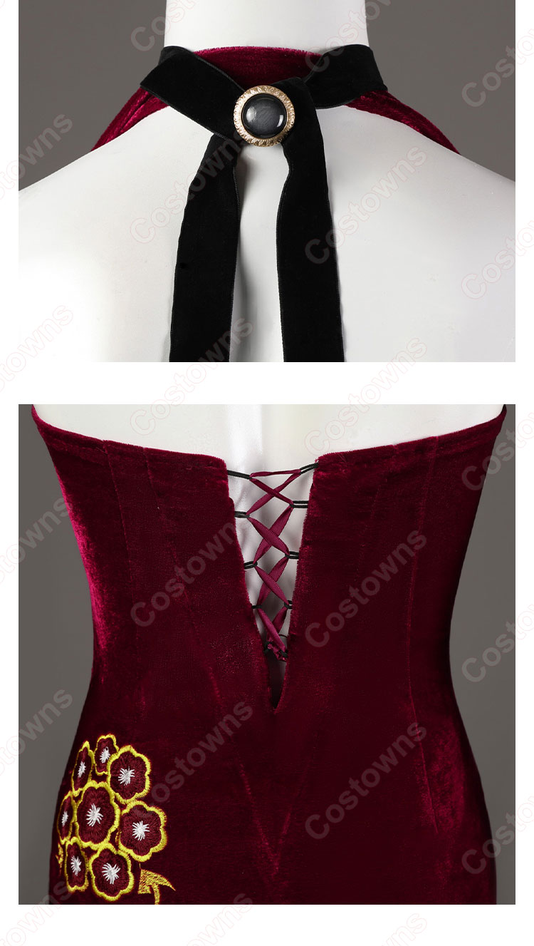 バイオハザード4 エイダ・ウォン コスプレ衣装 真紅 チャイナドレス-7