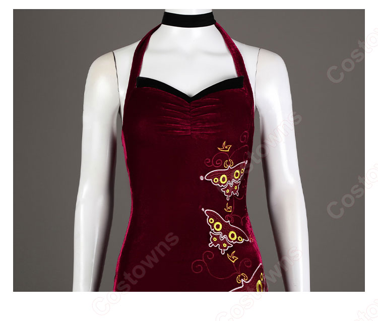 バイオハザード4 エイダ・ウォン コスプレ衣装 真紅 チャイナドレス-4